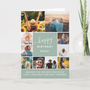 Modernes 10-Foto-Kollage-Gitter für Geburtstagsgrü Karte