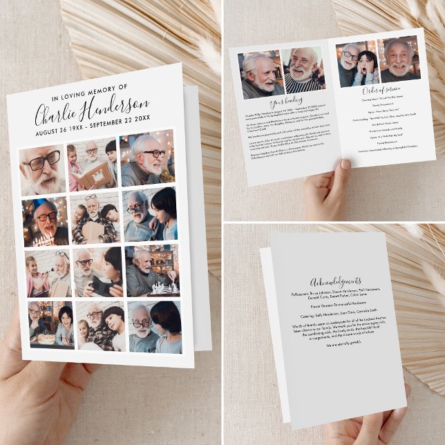 Modernes 16-Foto-Folded-Beerdigung-Programm Programm (Von Creator hochgeladen)