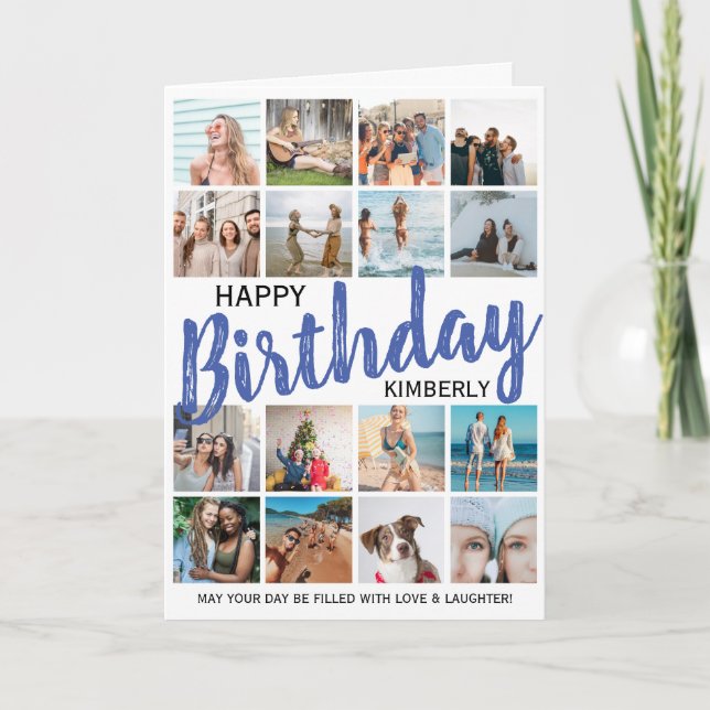 Modernes 16 Foto | Jede Alters Happy Birthday Card Karte (Vorderseite)
