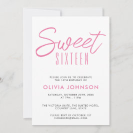 Modernes 16 . Geburtstag Rosa und Weiß Einladung