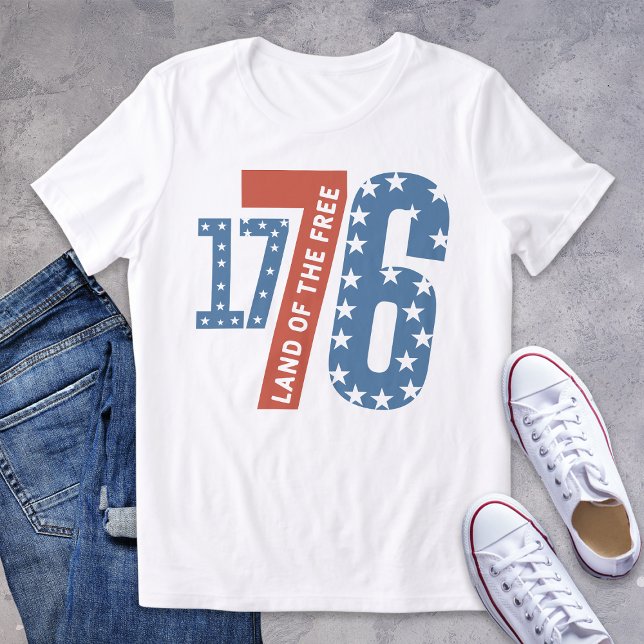 Modernes 1776 Land des Freien Patriotischen Tri-Blend Shirt (Von Creator hochgeladen)