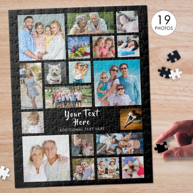 Modernes 19-Foto Collage Personalisiert Black Puzzle (Von Creator hochgeladen)