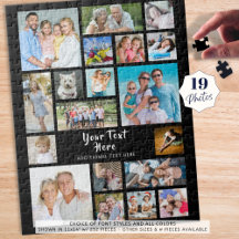 Modernes 19-Foto Collage Personalisiert Black
