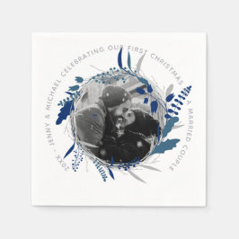 MODERNES 1. JAHR Verlobtes oder Verheiratetes FOTO Serviette