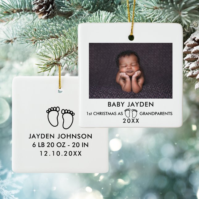 Modernes 1. Weihnachten als Großeltern Foto Keramikornament (Modern 1st Christmas As Grandparents Photo Ceramic Ornament
)