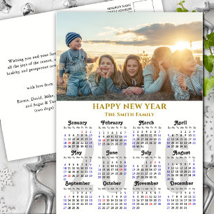 Modernes 2025 Calendar Gold Script Foto Minimalist Feiertagspostkarte
