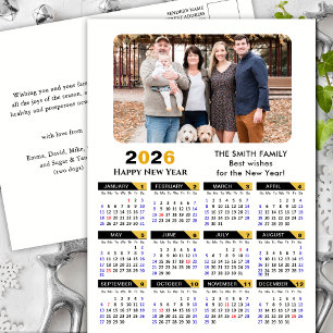 Modernes 2025 Foto Black Gold Minimalistisch Feiertagspostkarte