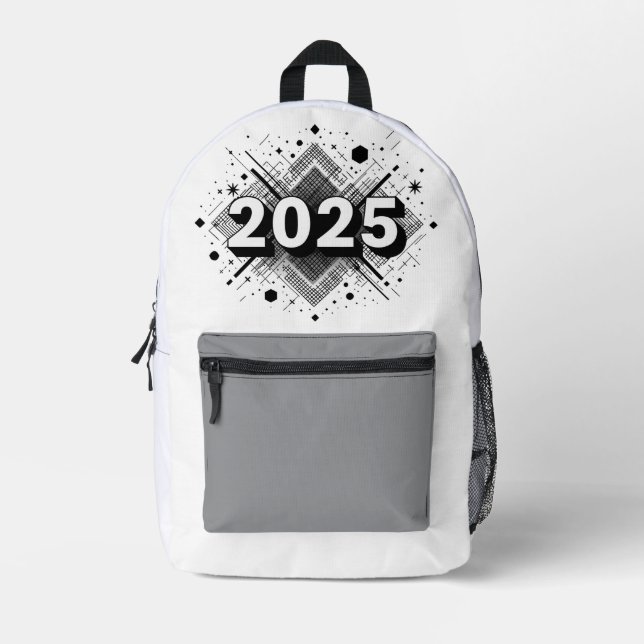 Modernes 2025 geometrisches Backpack | Sleek & Sty Bedruckter Rucksack (Vorderseite)