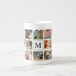 Modernes 20 Monogramm der Foto-Collagen-  Prozellantasse