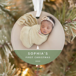 Modernes 2-Foto Baby's First Christmas Acrylic Ornament
