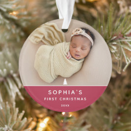 Modernes 2-Foto Baby's First Christmas Acrylic Ornament