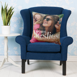 Modernes 2 Foto Forever Besties Editable Overlay Kissen