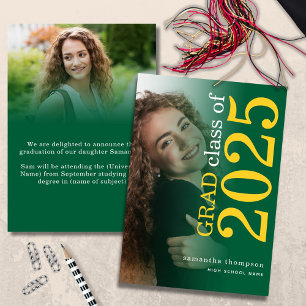 Modernes 2-Foto-Gelb-Grün 2024 Abschluss Ankündigung