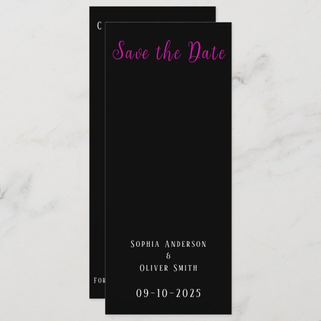 Modernes 2 Foto Schwarz Save The Date (Vorne/Hinten)