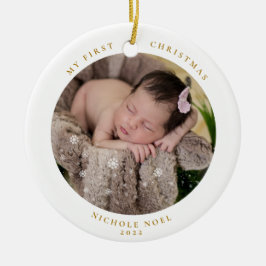 Modernes 2-seitiges, erstes Weihnachtsschneeflocke Keramik Ornament