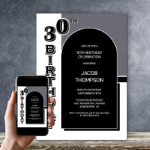 Modernes 30. Geburtstag Schwarzes Party