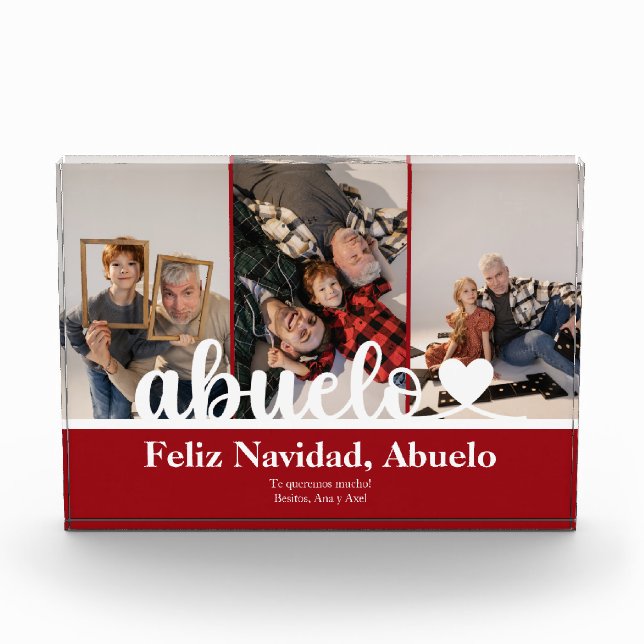 Modernes 3 Foto Abuelo Feliz Navidad Foto Block (Vorderseite)