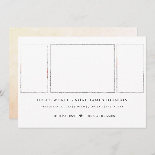 Modernes 3 Foto Geburtsjahr Ankündigung (Vorne/Hinten)