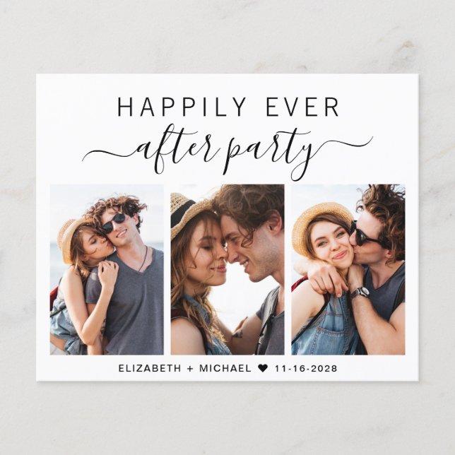 Modernes 3-Foto Hochzeitsempfang Flyer (Vorne)