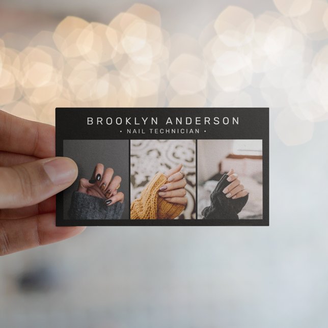 Modernes 3 Foto Nail Artist Tech Visitenkarte (Von Creator hochgeladen)