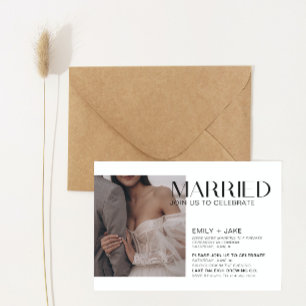 Modernes 3-Foto-Party für Hochzeiten Einladung