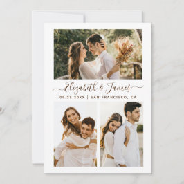 Modernes 3-Foto Save the Date Hochzeitseinladung