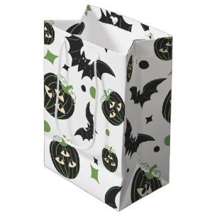 Modernes 3 Mit Augen Kürbis und Fledermäuse Hallow Mittlere Geschenktüte
