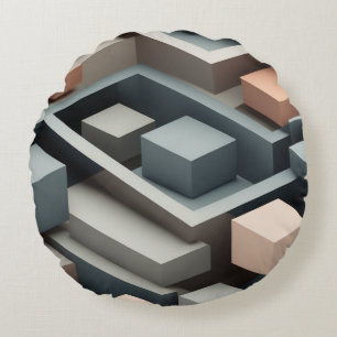 Modernes 3D geometrisches Design Sleek Rundes Kissen