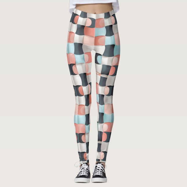 Modernes 3D-Muster geometrischer Illusion Leggings (Vorderseite)