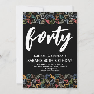 Modernes 40. Geburtstag einfach, stilvoll und eleg Einladung