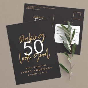 Modernes 40. Geburtstag einfach, stilvoll und eleg Einladungspostkarte