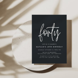 Modernes 40. Geburtstag einfach, stilvoll und eleg Einladungspostkarte
