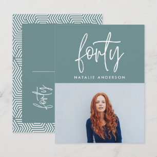 Modernes 40. Geburtstag einfach, stilvoll und eleg Einladungspostkarte