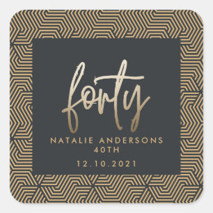 Modernes 40. Geburtstag einfach, stilvoll und eleg Quadratischer Aufkleber