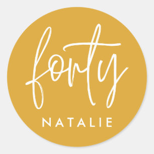 Modernes 40. Geburtstag einfach, stilvoll und eleg Runder Aufkleber