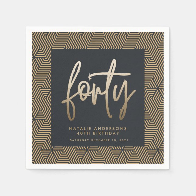 Modernes 40. Geburtstag einfach, stilvoll und eleg Serviette (Vorderseite)