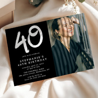 Modernes 40. Geburtstags-Party-Foto Einladung