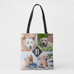 Modernes 4-Foto Collage Monogram Pet Hund Lover