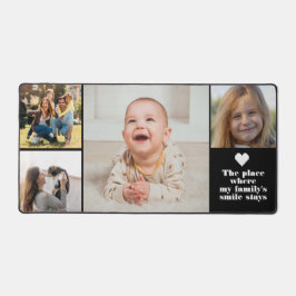 Modernes 4 Foto Collage und Text Custom Monogram Schreibtischunterlage