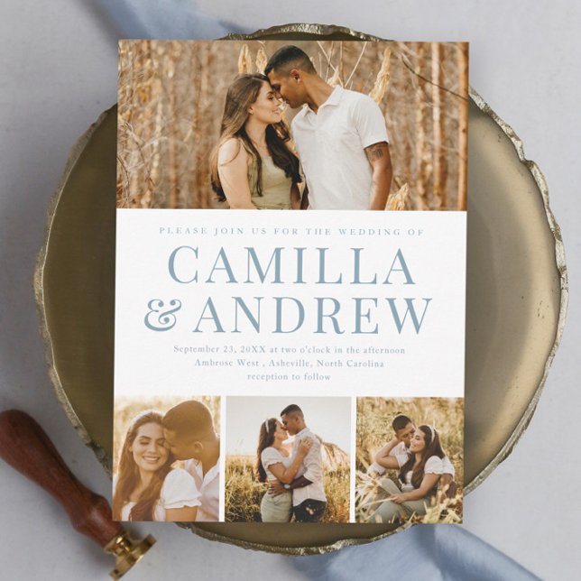 Modernes 4 Foto Elegante Hochzeit Magneteinladung (Von Creator hochgeladen)