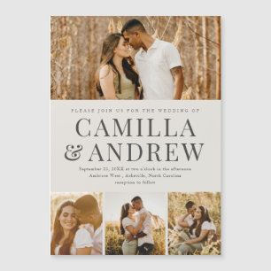 Modernes 4 Foto Elegante Hochzeit Magneteinladung