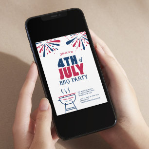 Modernes 4. Juli GRILLEN Party Einladung