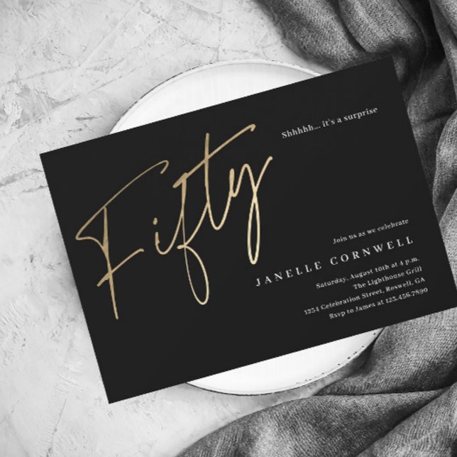 Modernes 50. Geburtstag einfache, stilvolle und el Einladungspostkarte (Von Creator hochgeladen)