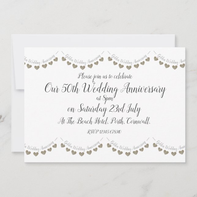 Modernes 50-jähriges Jubiläum der Goldenen Hochzei Einladung (Vorderseite)