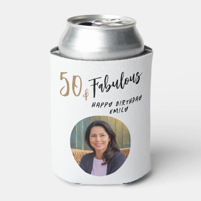 Modernes 50. und fabelhaftes Foto 50. Geburtstag Dosenkühler (Kanne Vorderseite)