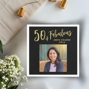Modernes 50. und fabelhaftes Foto 50. Geburtstag Serviette