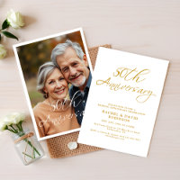 Modernes 50th Wedding Anniversary Gold Script Foto