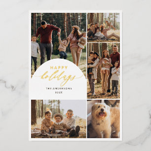 Modernes 5 Foto Collage Arch Happy Holidays Foto Folien Feiertagskarte