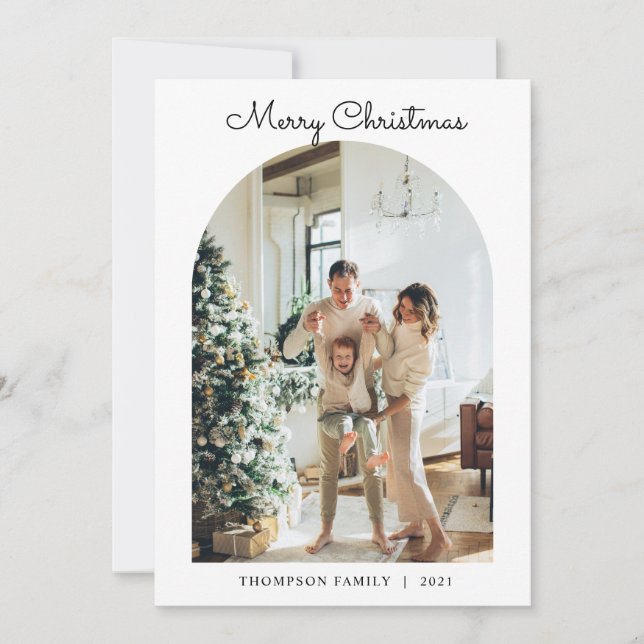 Modernes 5 Foto Frohe Weihnachtsgeschichte Feiertagskarte (Vorderseite)