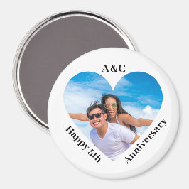 Modernes 5. Jubiläum-Paar Keepake Herz Magnet